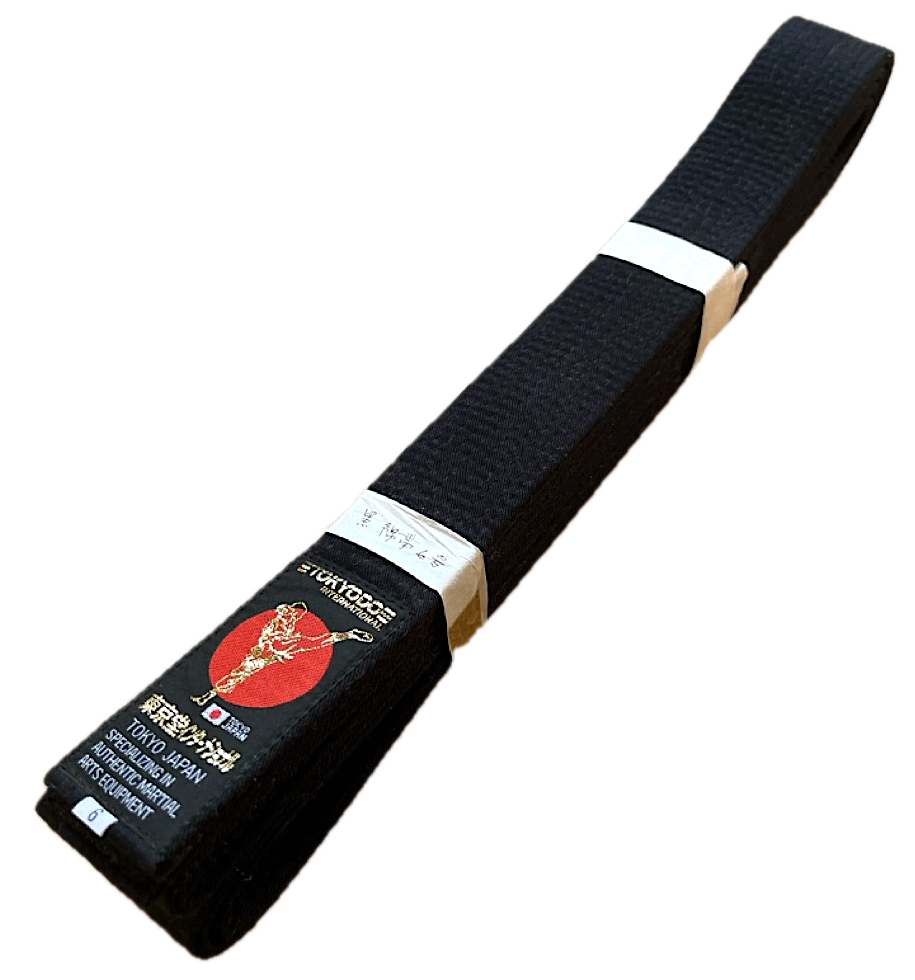 Ceinture noire Tokyodo en coton de qualité standard (largeur de 4 cm) - Taille 6 (310 cm)