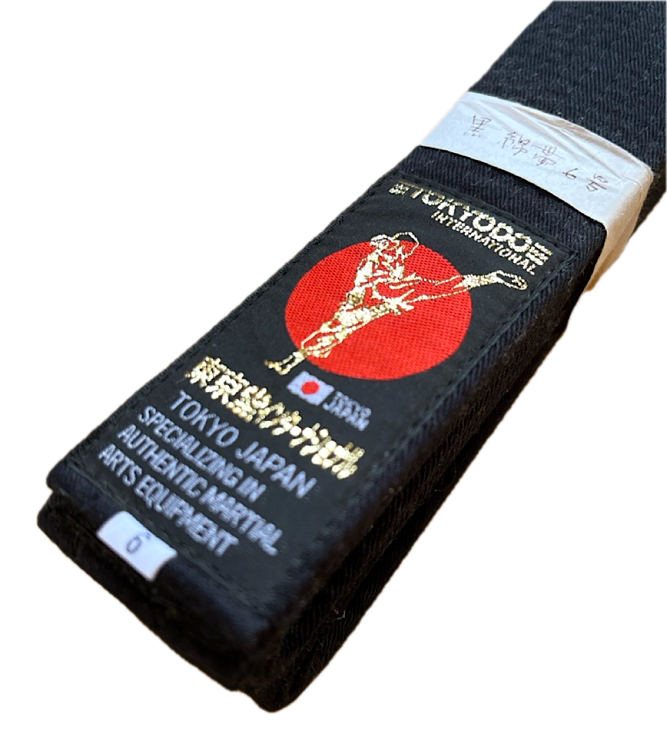 Ceinture noire Tokyodo en coton de qualité standard (largeur de 4 cm) - Taille 6 (310 cm)