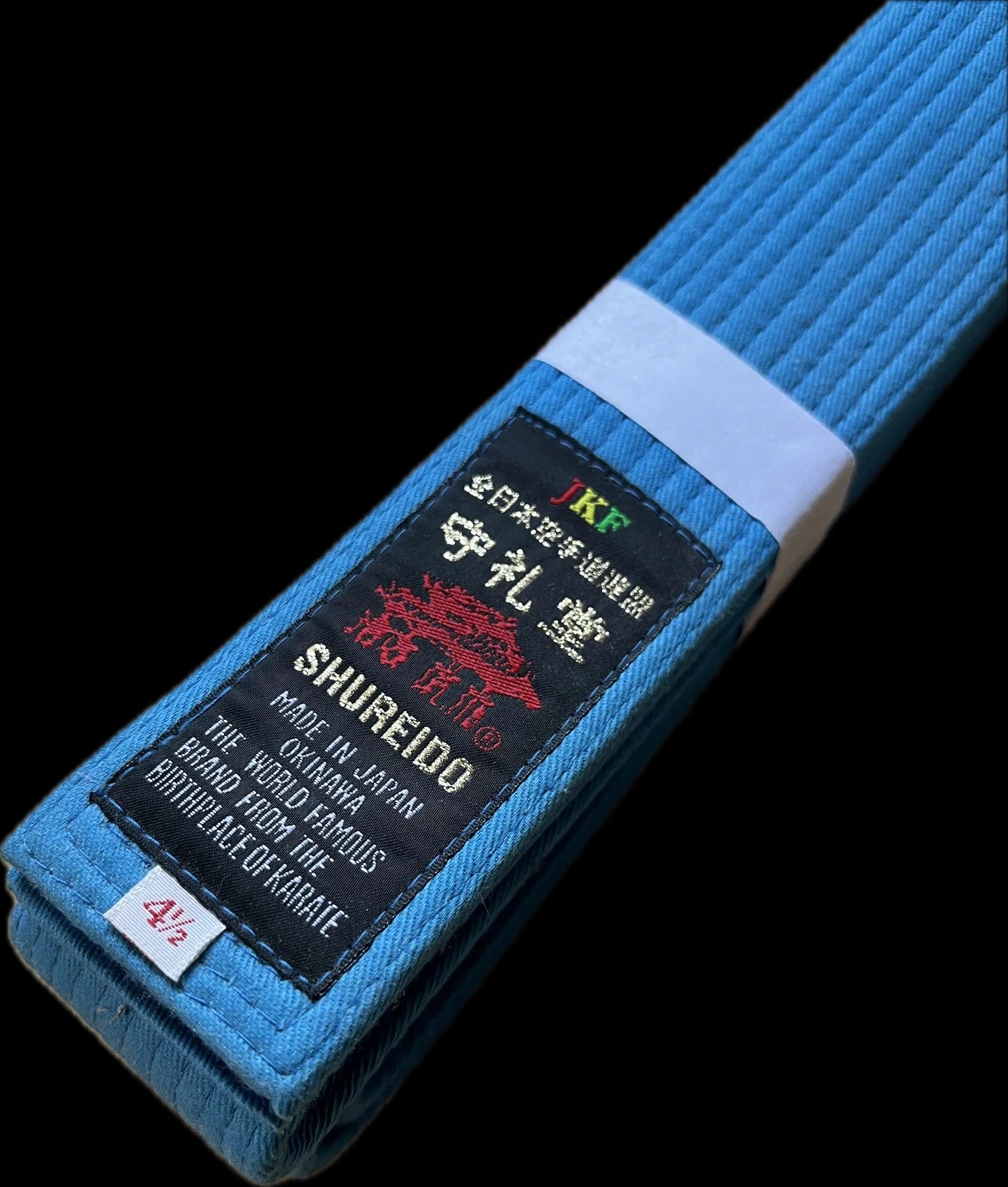 Ceinture Karaté Bleue Shureido - Kumite JKF Taille 4.5 (280 cm)