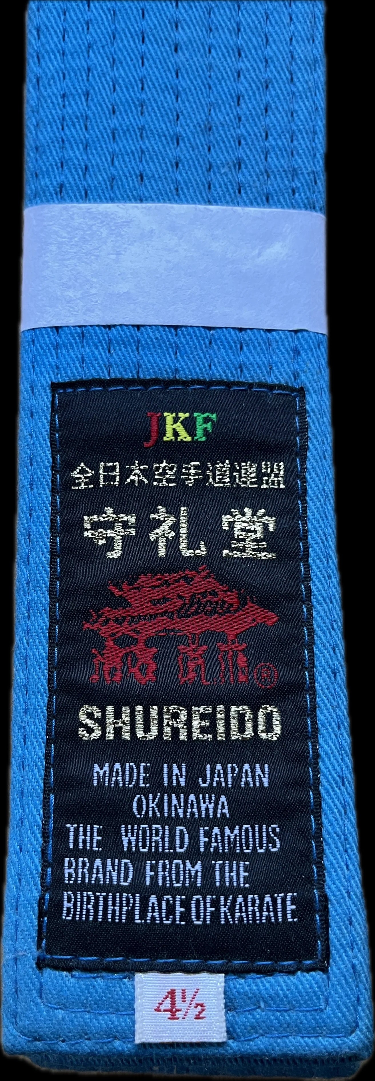 Ceinture Karaté Bleue Shureido - Kumite JKF Taille 4.5 (280 cm)