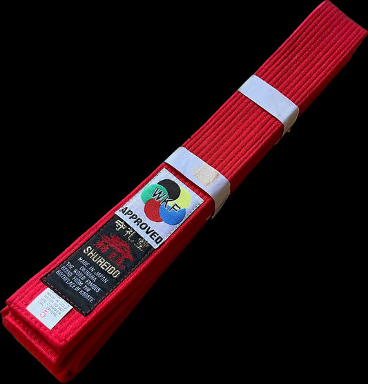 Ceinture Rouge de Karaté Kumite WKF Shureido - Taille 5 (290 cm)