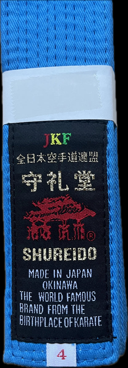 Ceinture Karaté Bleue Shureido - Kumite JKF Taille 4 (270 cm)