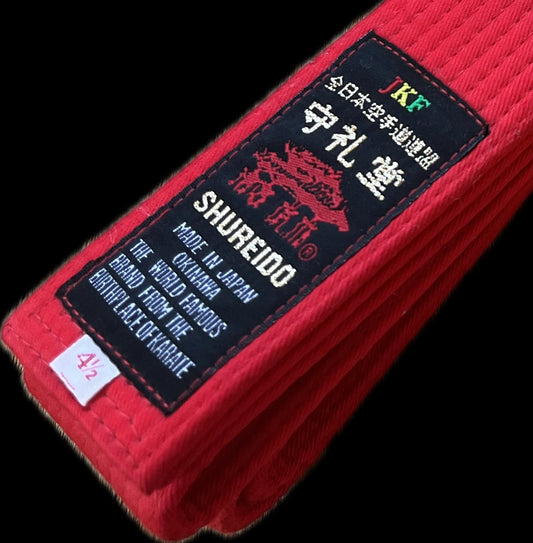 Ceinture Rouge Karaté Shureido - Kumite JKF Taille 4.5 (280 cm)