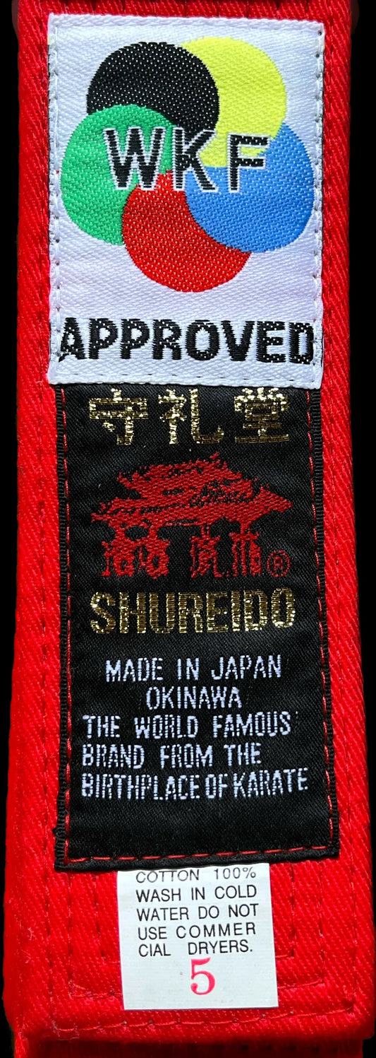 Ceinture Rouge de Karaté Kumite WKF Shureido - Taille 5 (290 cm)