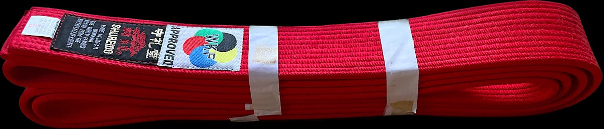 Ceinture Rouge de Karaté Kumite WKF Shureido - Taille 5 (290 cm)