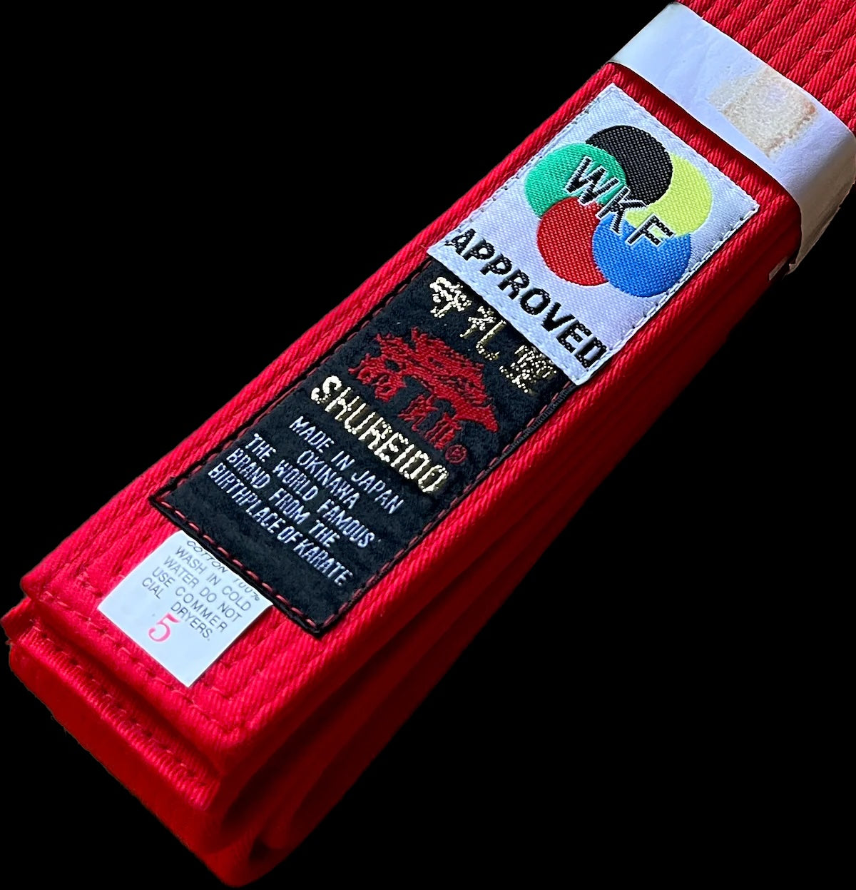 Ceinture Rouge de Karaté Kumite WKF Shureido - Taille 5 (290 cm)