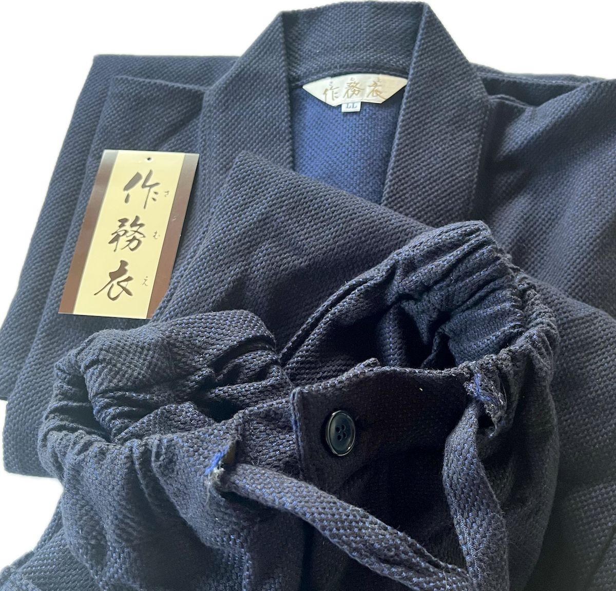 Deluxe Samue Sashiko Épais en Coton bleu marine Taille 2L  – Fabriqué au Japon