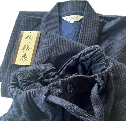 Deluxe Samue Sashiko Épais en Coton bleu marine Taille 2L  – Fabriqué au Japon