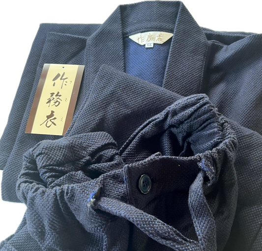 Deluxe Samue Sashiko Épais en Coton bleu marine Taille 2L  – Fabriqué au Japon