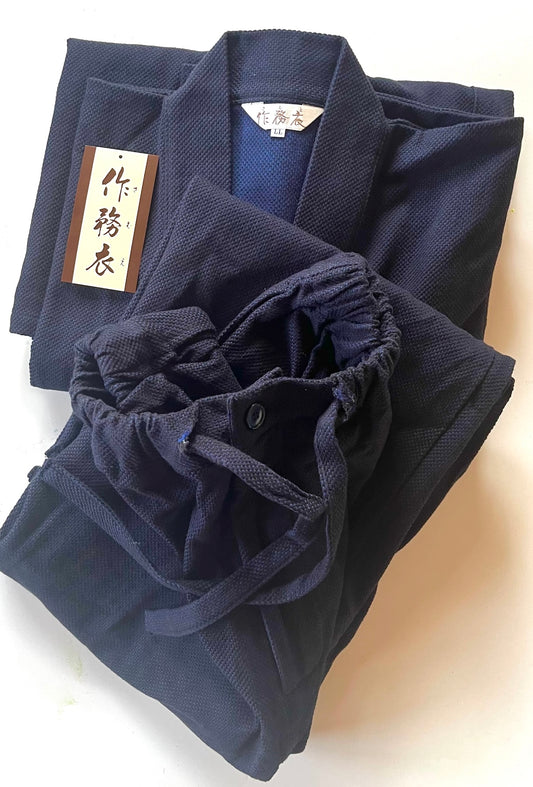 Deluxe Samue Sashiko Épais en Coton bleu marine Taille 2L  – Fabriqué au Japon