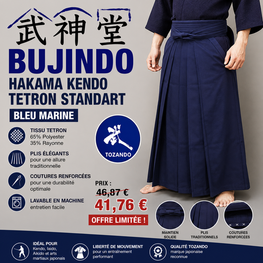 Hakama de Kendo Tozando Tetron – Bleu marine Standard – Taille 27