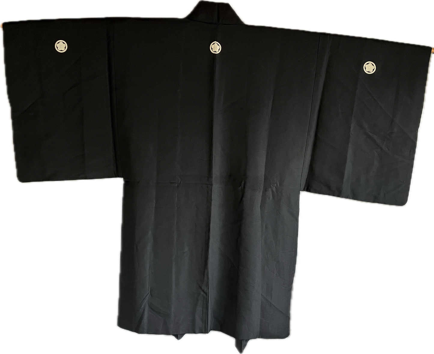 Haori Antique Japonais Homme Soie Noire Kikyo Montsuki Kyomizudera