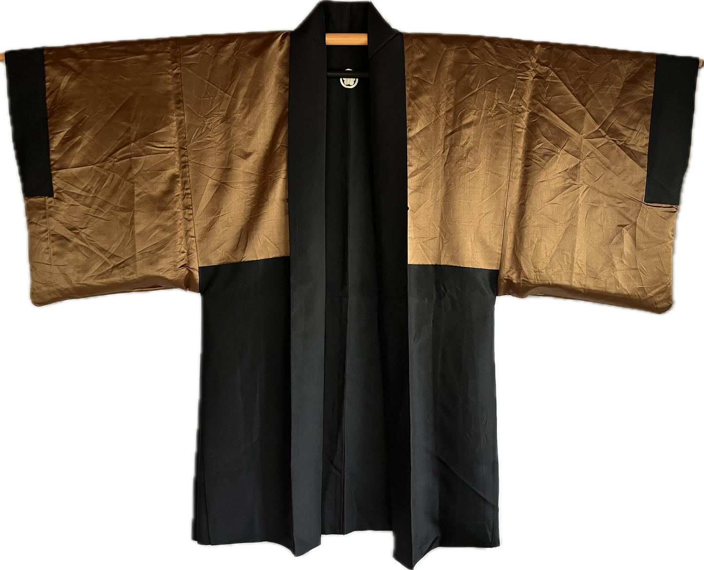 Haori Antique Japonais Homme Soie Noire Kikyo Montsuki Kyomizudera