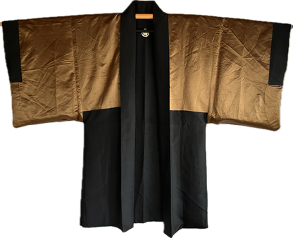 Haori Antique Japonais Homme Soie Noire Kikyo Montsuki Kyomizudera