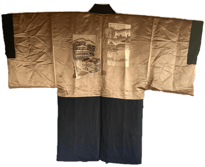 Haori Japonais Antique Homme Tachibana Montsuki Kinkakuji & Jinja