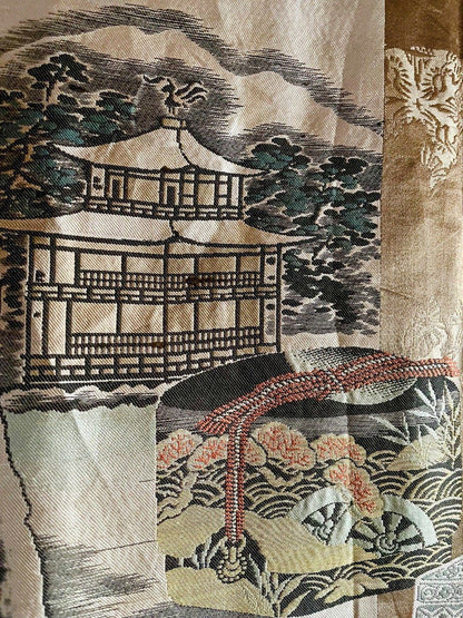 Haori Japonais Antique Homme Tachibana Montsuki Kinkakuji & Jinja