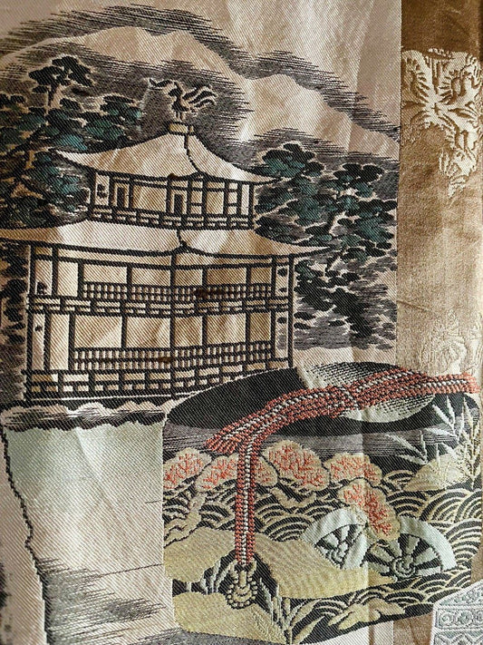 Haori Japonais Antique Homme Tachibana Montsuki Kinkakuji & Jinja