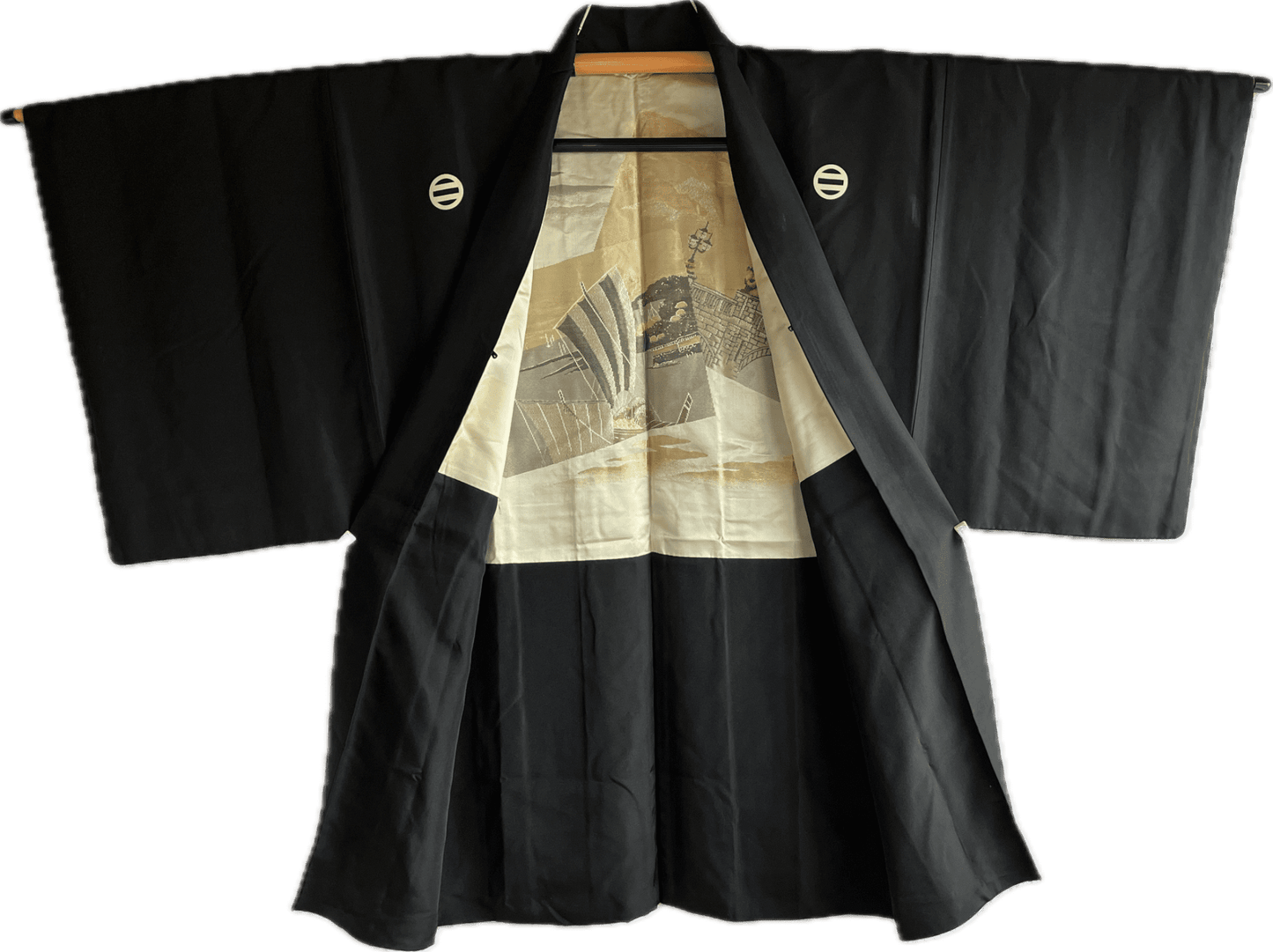 Haori Japonais Homme Soie Noire Futatsu Hiki MonTsuki  Art Japon-Paris