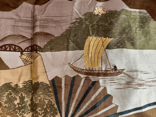 Haori Japonais Homme Soie Noire Katabami Montsuki Kiyomizudera & Château de Himeji