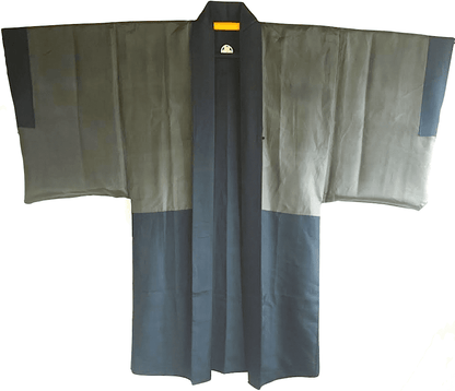 Haori Japonais Homme Soie Noire Katabami Montsuki Meoto Iwa Ise