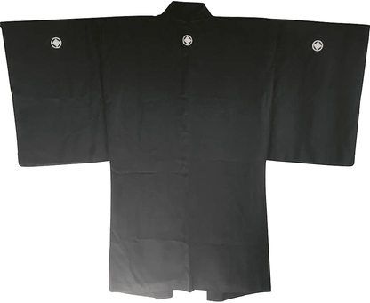 Haori Japonais Homme Soie Noire Sumitate Yotsume Montsuki Toshogu Yomeimon Nikko