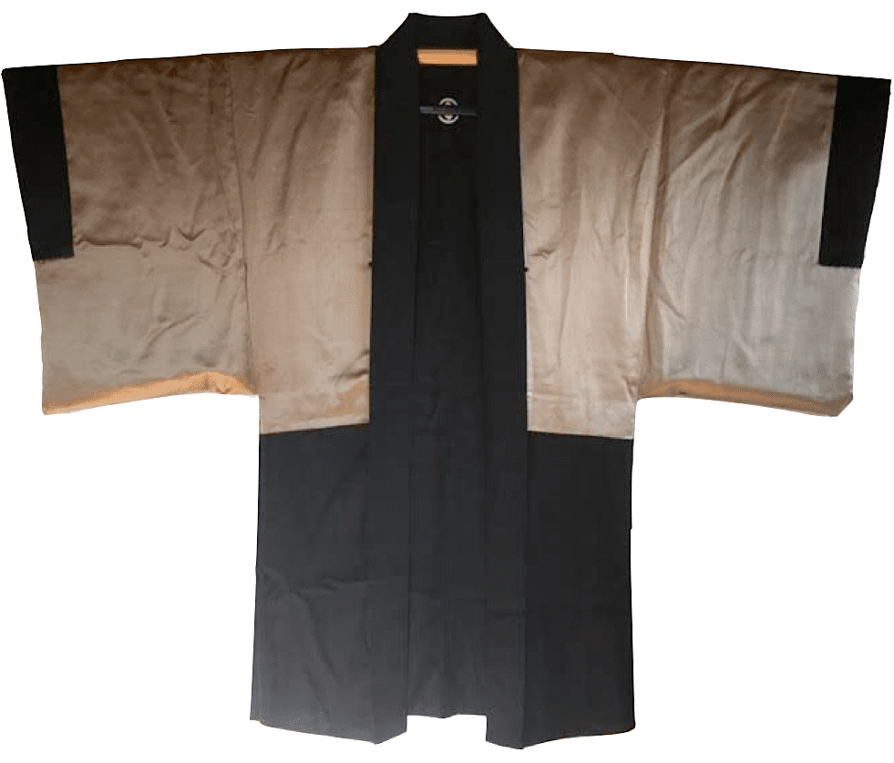 Haori Japonais Homme Soie Noire Sumitate Yotsume Montsuki Toshogu Yomeimon Nikko