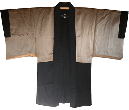 Haori Japonais Homme Soie Noire Sumitate Yotsume Montsuki Toshogu Yomeimon Nikko