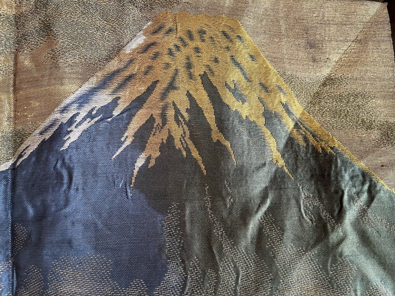 Haori Japonais Homme soie noire Kiri Montsuki Vue du mont Fuji