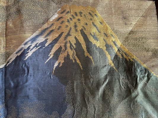 Haori Japonais Homme soie noire Kiri Montsuki Vue du mont Fuji