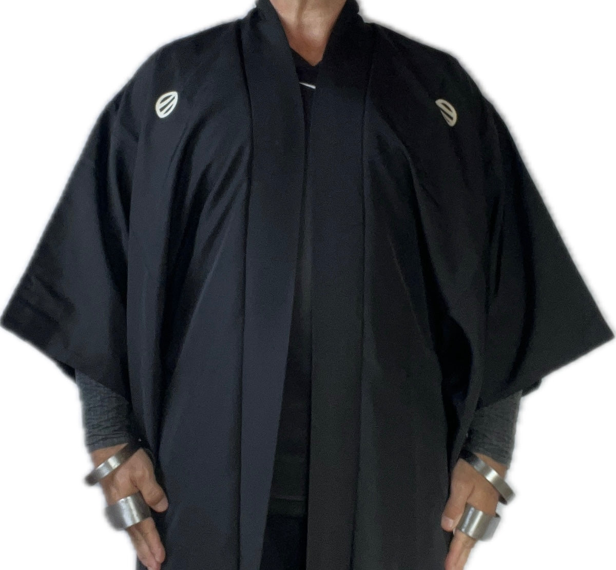 Haori Japonais Homme Soie Noire Futatsu Hiki MonTsuki  Art Japon-Paris