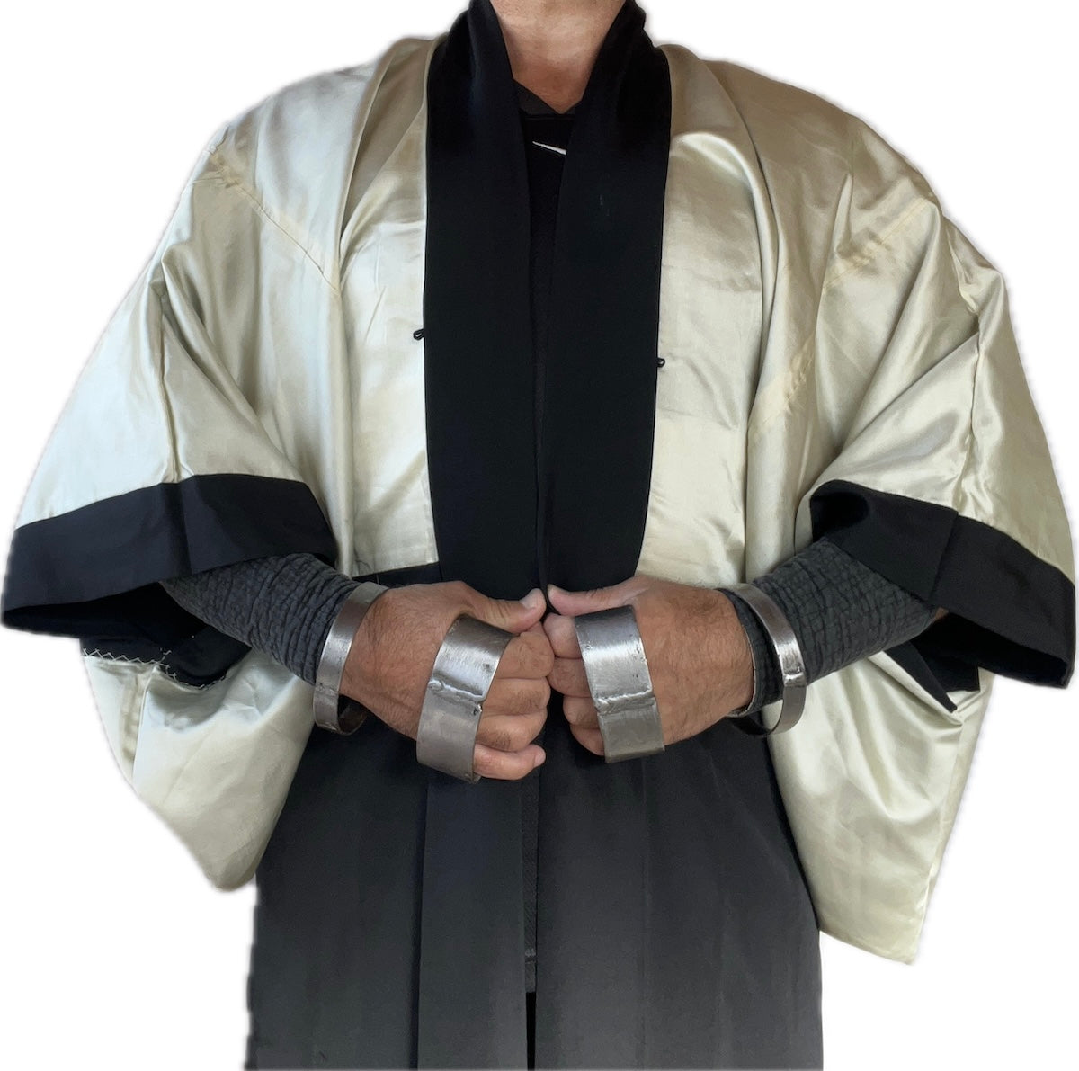 Haori Japonais Homme Soie Noire Futatsu Hiki MonTsuki  Art Japon-Paris