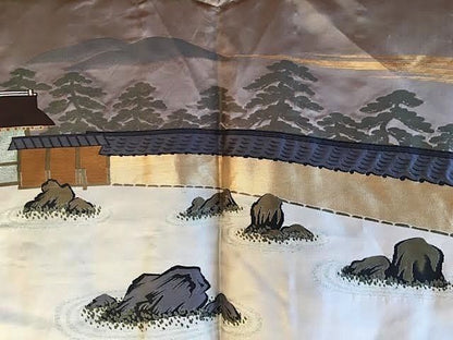 Haori japonais homme Soie noire Umebachi Montsuki  jardin zen du temple Ryōan-ji Kyoto