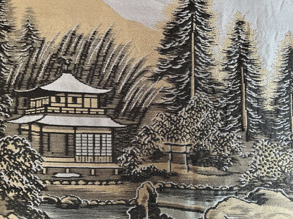 Haori Japonais Homme Soie Noire Dakimyōga Montsuki Temples Ginkaku-ji & Kinkaku-ji, Kyoto