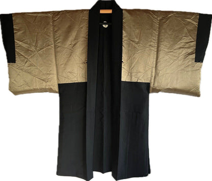 Haori Japonais Homme Soie Noire Dakimyōga Montsuki Temples Ginkaku-ji & Kinkaku-ji, Kyoto