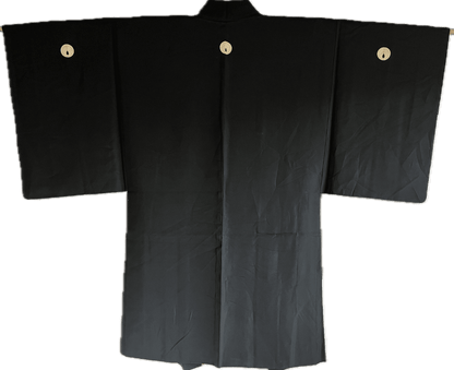 Haori Japonais Homme Soie Noire Dakimyōga Montsuki Temples Ginkaku-ji & Kinkaku-ji, Kyoto