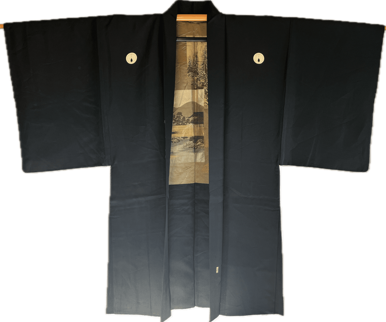 Haori Japonais Homme Soie Noire Dakimyōga Montsuki Temples Ginkaku-ji & Kinkaku-ji, Kyoto