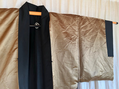 Haori japonais homme ancien soie noire Montsuki Toshogu Nikko Japon