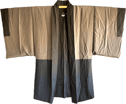 Haori japonais homme Soie noire Tachibana Montsuki Aki no Nihon Fūkei