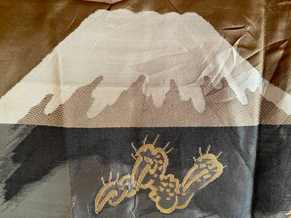 Haori japonais homme soie noire  Katabami Montsuki Fuji San & Dragon RYU
