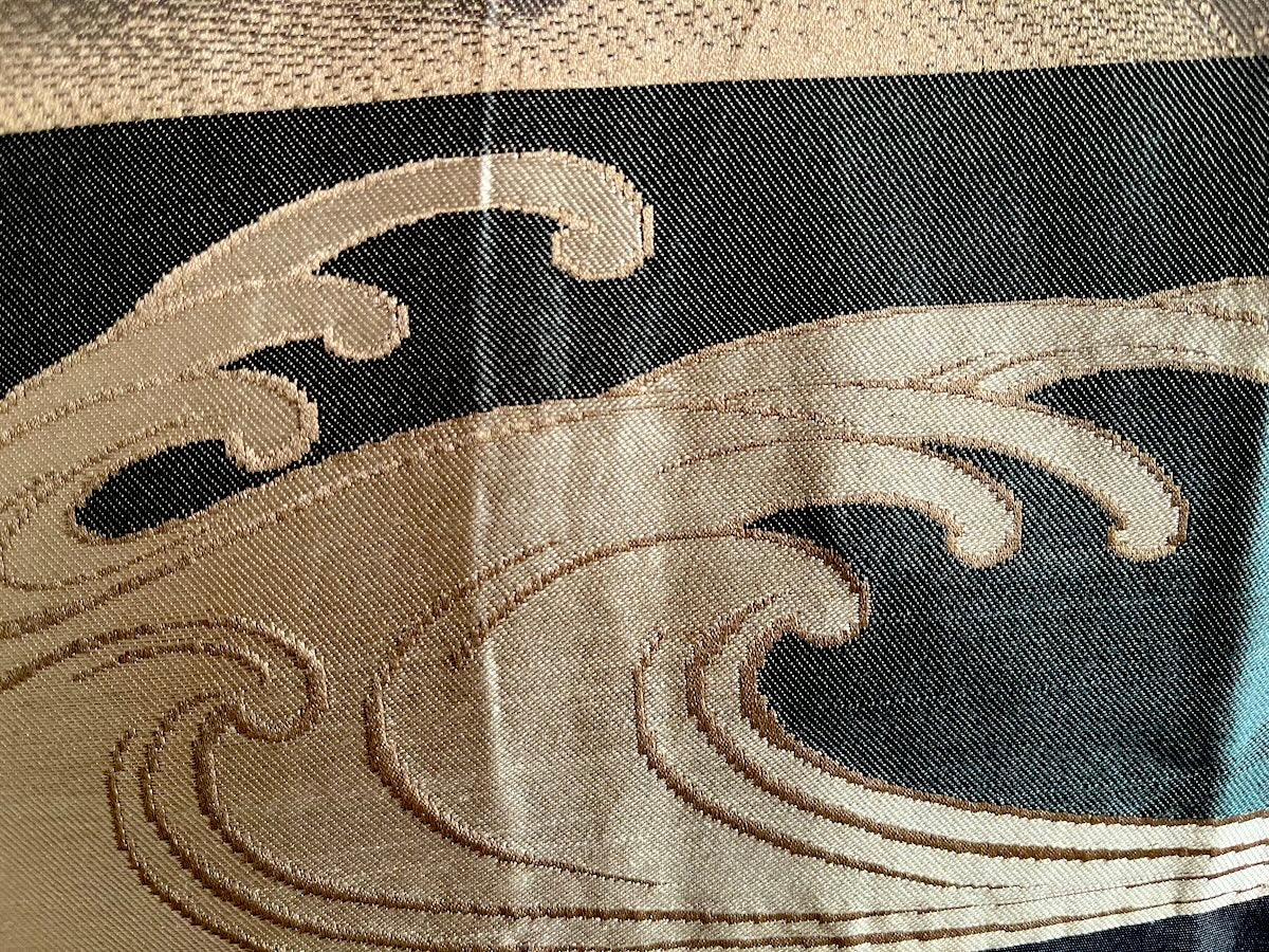 Haori japonais homme soie noire  Katabami Montsuki Fuji San & Dragon RYU