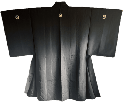 Haori japonais homme soie noire Katabami Montsuki Temple Horyuji Nara