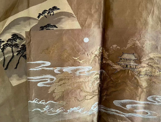 Haori japonais homme soie noire Mokkou Montsuki Château Céleste « Takeda-jō »