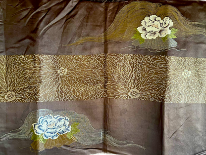 Haori japonais homme soie noire Kuyo Montsuki Botan