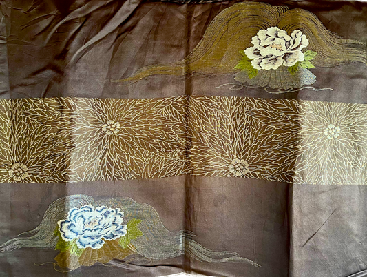 Haori japonais homme soie noire Kuyo Montsuki Botan