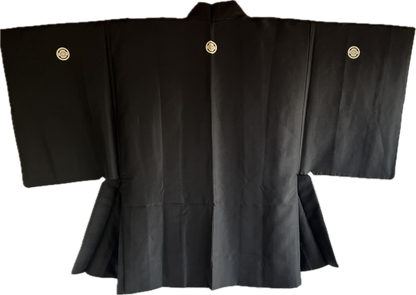 Haori japonais homme soie noire Mokkou Montsuki Temple Kyomizudera Kyoto