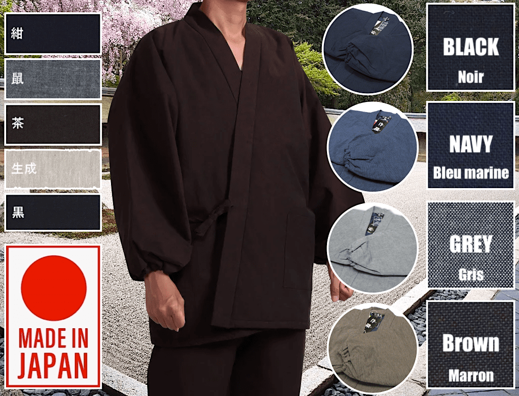 Samue Japonais d’Hiver Enseki Gaisen Coton Doublé Warmal® Teijin, Made in Japan