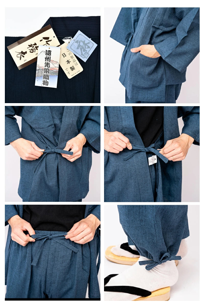 Samue japonais Deluxe homme Yoryu Muji coton & lin  Fabriqué au Japon