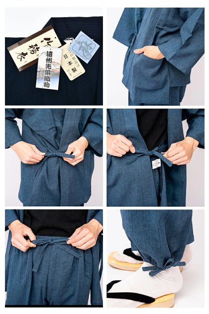 Samue japonais Deluxe homme Yoryu Muji coton & lin  Fabriqué au Japon
