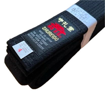 Ceinture Noire Shureido Coton Épais Double Spécial BST-C2 Taille 4
