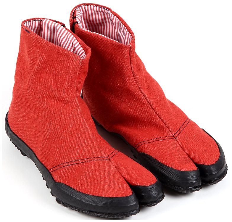 Chaussures Jika-Tabi en denim jean rouge Wamon 23 cm Fabriqué au Japon